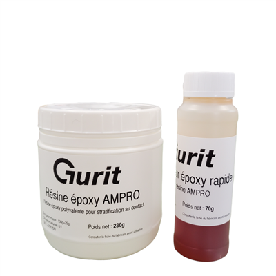 KIT RESINE EPOXY GURIT AMPRO 300G DURCISSEUR RAPIDE